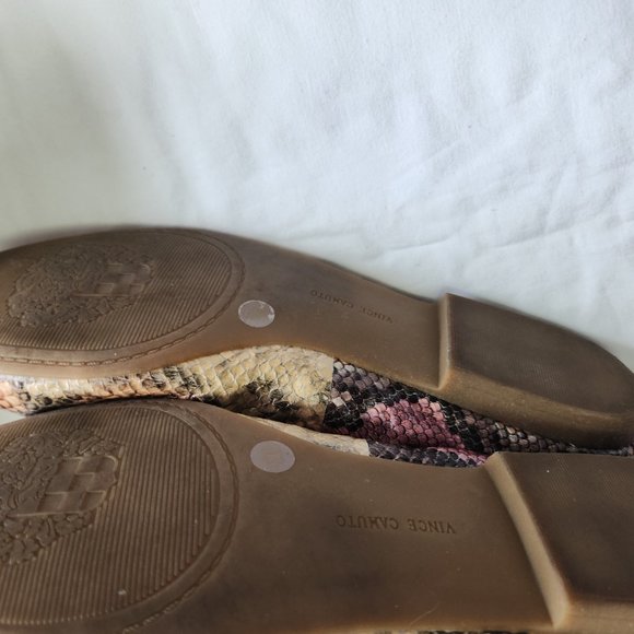 Vince Camuto Sandy Sparkle Snake Flats Shoes Size 10M Natural Desert Multi Pink - Picture 6 of 7